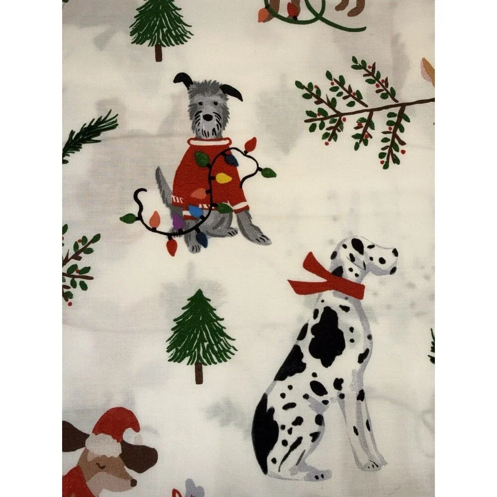 Pottery Barn Kids Christmas Dog Sheet Twin Flat Holiday